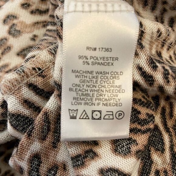 ANNE KLEIN Leopard Print Lightweight Button Up Collared Cardigan Top M - Picture 2 of 7